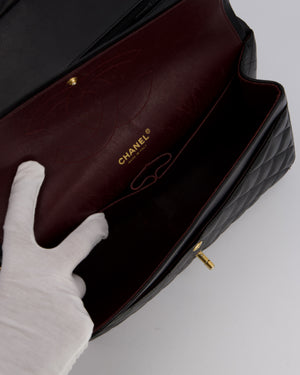 Chanel Black Jumbo Classic Double Flap Bag in Lambskin Leather with Gold Hardware