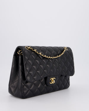 Chanel Black Jumbo Classic Double Flap Bag in Lambskin Leather with Gold Hardware
