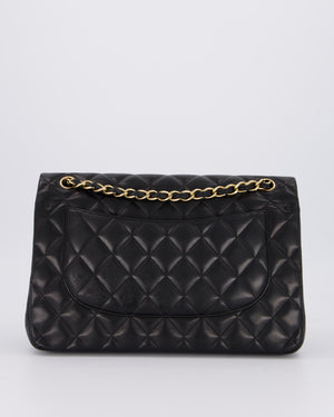 Chanel Black Jumbo Classic Double Flap Bag in Lambskin Leather with Gold Hardware