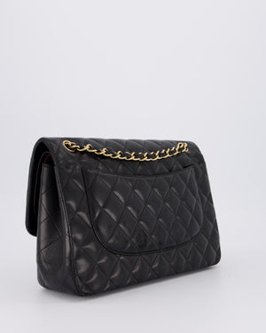 Chanel Black Jumbo Classic Double Flap Bag in Lambskin Leather with Gold Hardware