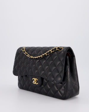 Chanel Black Jumbo Classic Double Flap Bag in Lambskin Leather with Gold Hardware