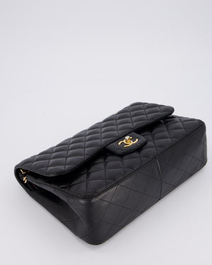 Chanel Black Jumbo Classic Double Flap Bag in Lambskin Leather with Gold Hardware