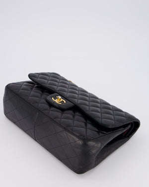 Chanel Black Jumbo Classic Double Flap Bag in Lambskin Leather with Gold Hardware