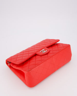 Chanel Red Jumbo Classic Double Flap Bag in Lambskin Leather with Gold Hardware