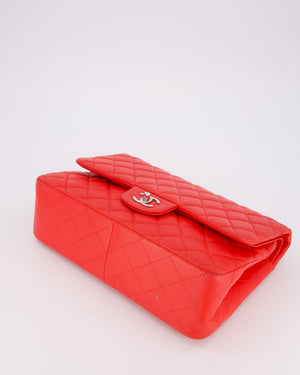 Chanel Red Jumbo Classic Double Flap Bag in Lambskin Leather with Gold Hardware