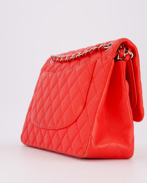 Chanel Red Jumbo Classic Double Flap Bag in Lambskin Leather with Gold Hardware