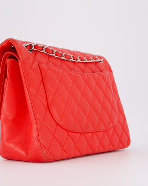 Chanel Red Jumbo Classic Double Flap Bag in Lambskin Leather with Gold Hardware
