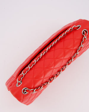 Chanel Red Jumbo Classic Double Flap Bag in Lambskin Leather with Gold Hardware