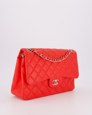 Chanel Red Jumbo Classic Double Flap Bag in Lambskin Leather with Gold Hardware