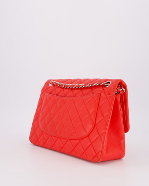 Chanel Red Jumbo Classic Double Flap Bag in Lambskin Leather with Gold Hardware