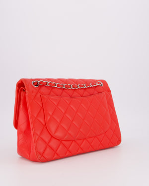 Chanel Red Jumbo Classic Double Flap Bag in Lambskin Leather with Gold Hardware