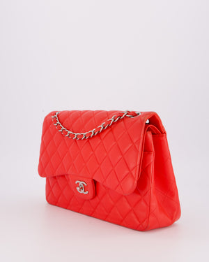 Chanel Red Jumbo Classic Double Flap Bag in Lambskin Leather with Gold Hardware