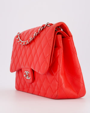 Chanel Red Jumbo Classic Double Flap Bag in Lambskin Leather with Gold Hardware