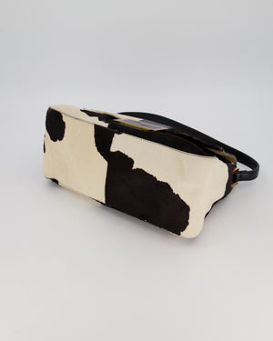 *RARE* Fendi Vintage Large Mamma Baguette Bag in Cow Print Pony Hair and Leather with Gold Hardware & Red FF Logo