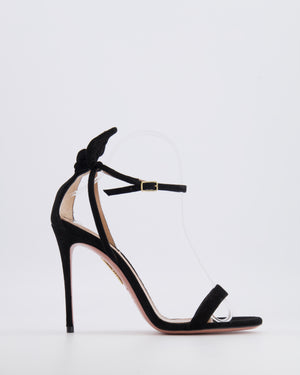 Aquazzura Bow-Tie 105 Heeled Sandals in Black Suede with Black Bow Detail Size EU 38.5 RRP £690