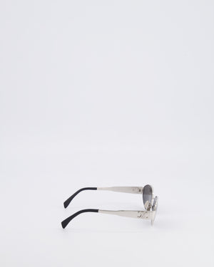 Celine CL40235U Silver Oval Sunglasses with Triomphe Logo Detail