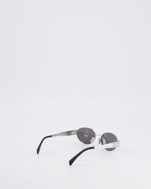 Celine CL40235U Silver Oval Sunglasses with Triomphe Logo Detail