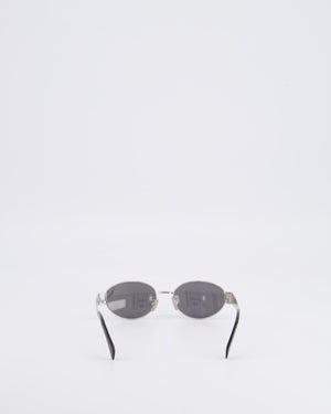 Celine CL40235U Silver Oval Sunglasses with Triomphe Logo Detail
