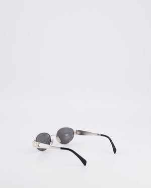 Celine CL40235U Silver Oval Sunglasses with Triomphe Logo Detail