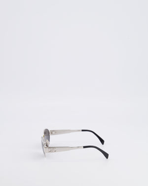 Celine CL40235U Silver Oval Sunglasses with Triomphe Logo Detail