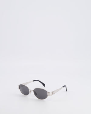 Celine CL40235U Silver Oval Sunglasses with Triomphe Logo Detail