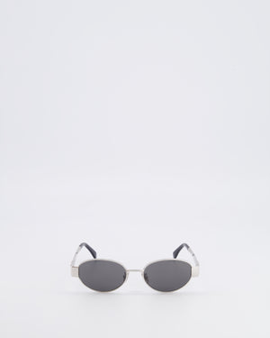 Celine CL40235U Silver Oval Sunglasses with Triomphe Logo Detail