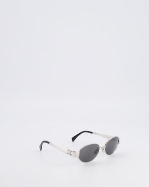 Celine CL40235U Silver Oval Sunglasses with Triomphe Logo Detail