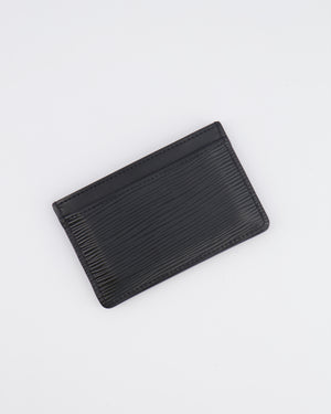 Louis Vuitton Black Epi Leather Cardholder with LV Logo Stamp Detail