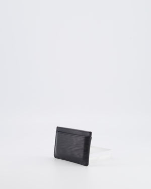 Louis Vuitton Black Epi Leather Cardholder with LV Logo Stamp Detail