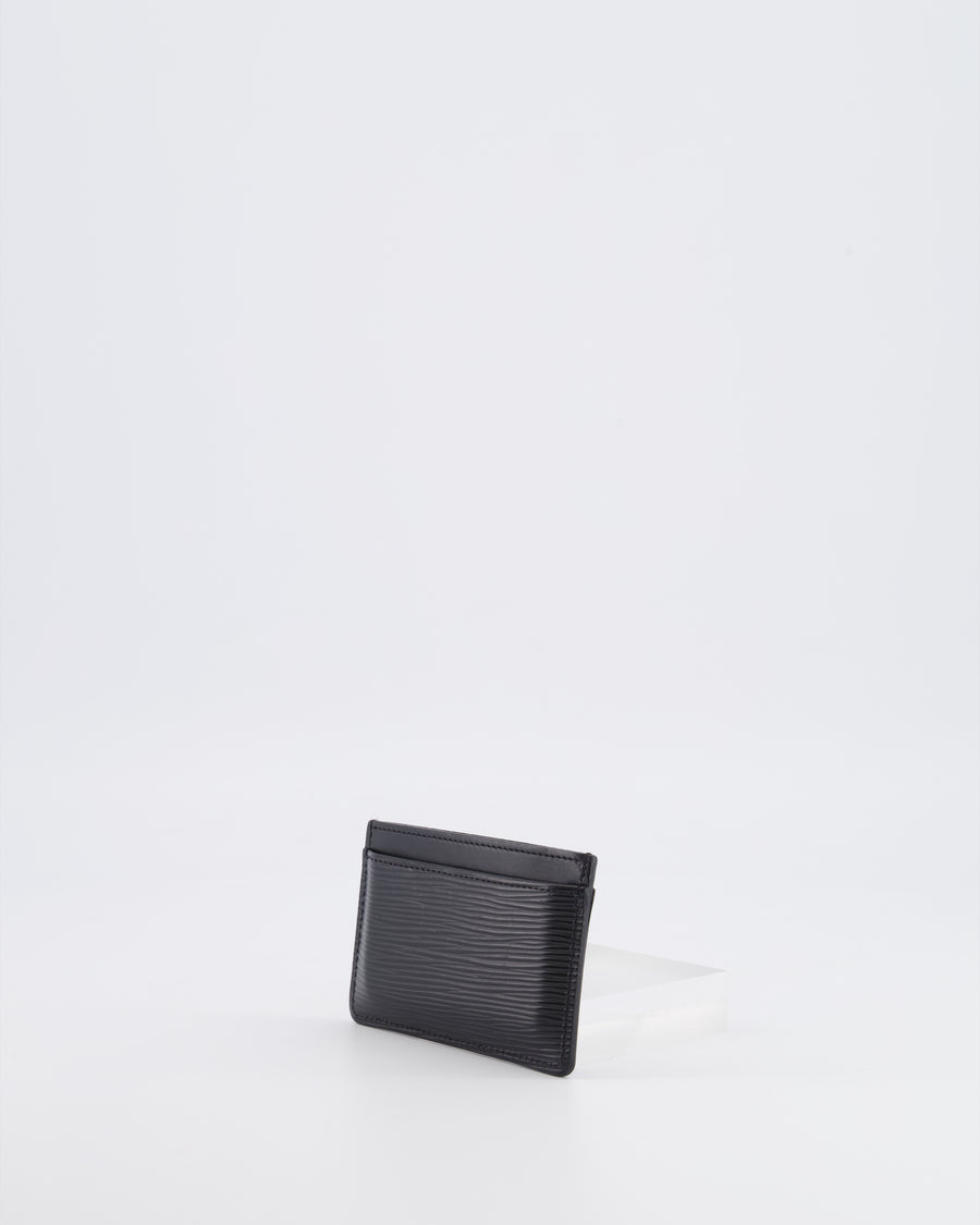 Louis Vuitton Black Epi Leather Cardholder with LV Logo Stamp Detail