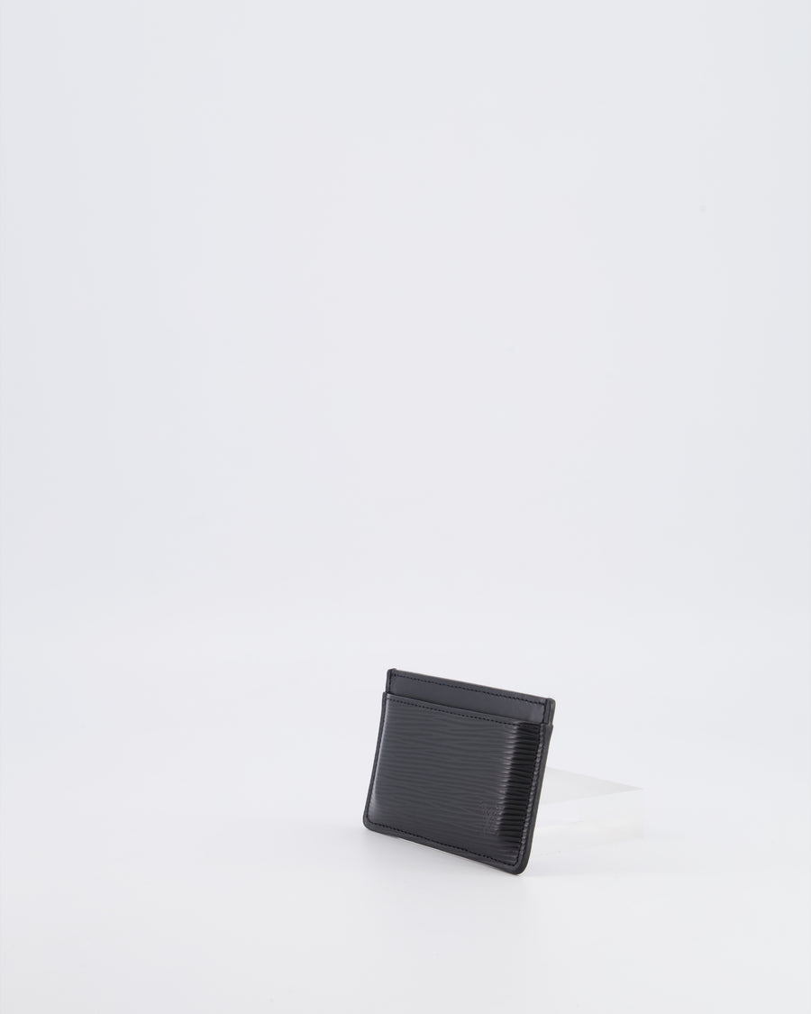 Louis Vuitton Black Epi Leather Cardholder with LV Logo Stamp Detail