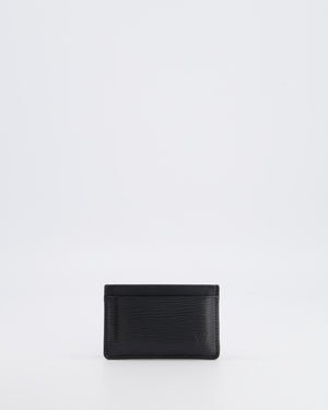 Louis Vuitton Black Epi Leather Cardholder with LV Logo Stamp Detail