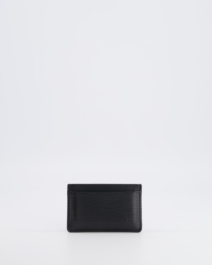 Louis Vuitton Black Epi Leather Cardholder with LV Logo Stamp Detail