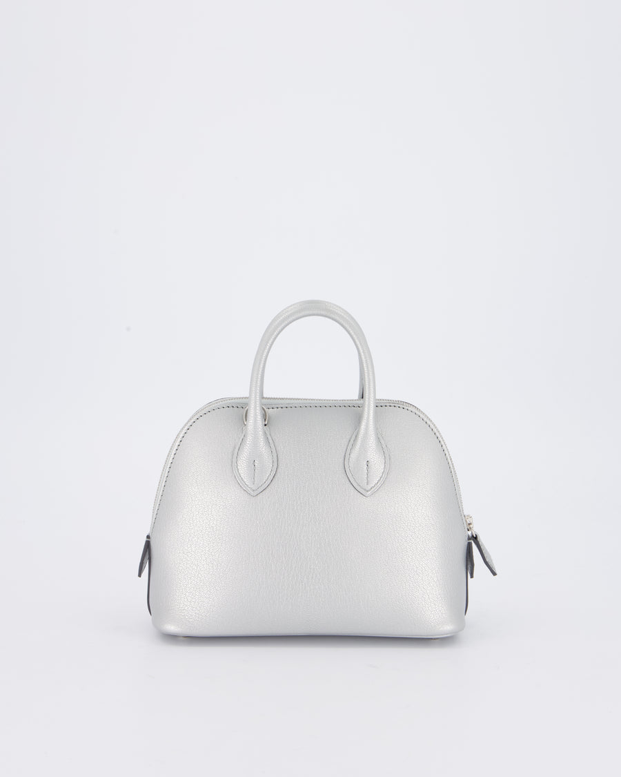 *HOT* Hermès Mini Bolide Bag in Argent Chevre Chamkila Leather with Palladium Hardware