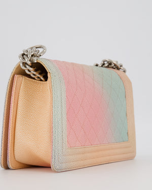 Chanel Pastel Rainbow Medium Boy Bag in Caviar Leather with Silver Hardware