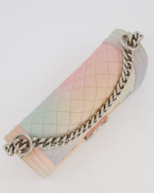 Chanel Pastel Rainbow Medium Boy Bag in Caviar Leather with Silver Hardware