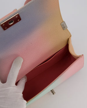 Chanel Pastel Rainbow Medium Boy Bag in Caviar Leather with Silver Hardware