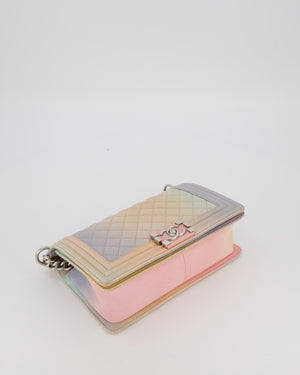 Chanel Pastel Rainbow Medium Boy Bag in Caviar Leather with Silver Hardware