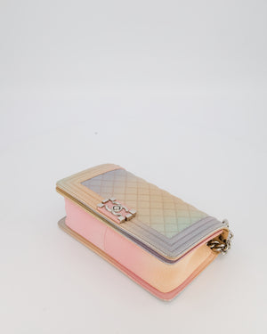 Chanel Pastel Rainbow Medium Boy Bag in Caviar Leather with Silver Hardware