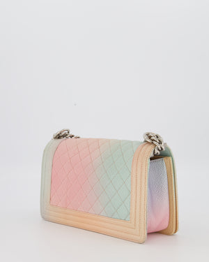 Chanel Pastel Rainbow Medium Boy Bag in Caviar Leather with Silver Hardware