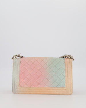 Chanel Pastel Rainbow Medium Boy Bag in Caviar Leather with Silver Hardware