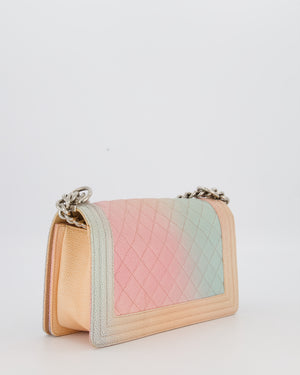 Chanel Pastel Rainbow Medium Boy Bag in Caviar Leather with Silver Hardware