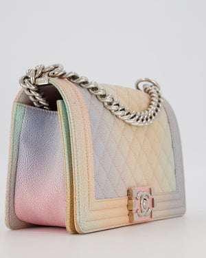 Chanel Pastel Rainbow Medium Boy Bag in Caviar Leather with Silver Hardware