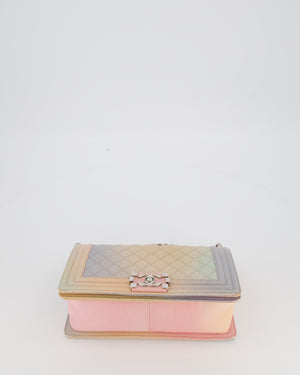 Chanel Pastel Rainbow Medium Boy Bag in Caviar Leather with Silver Hardware