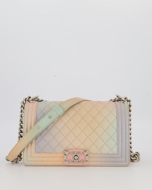 Chanel Pastel Rainbow Medium Boy Bag in Caviar Leather with Silver Hardware
