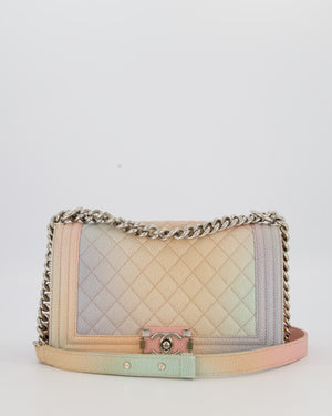 Chanel Pastel Rainbow Medium Boy Bag in Caviar Leather with Silver Hardware
