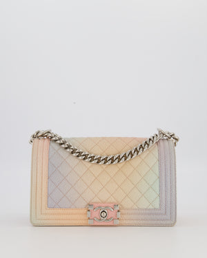 Chanel Pastel Rainbow Medium Boy Bag in Caviar Leather with Silver Hardware