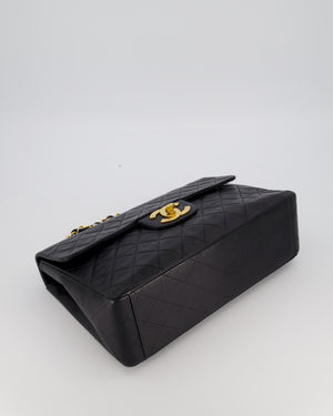 Chanel Black Vintage XL Maxi Single Flap Bag in Lambskin Leather with 24K Gold Hardware