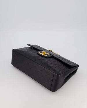 Chanel Black Vintage XL Maxi Single Flap Bag in Lambskin Leather with 24K Gold Hardware