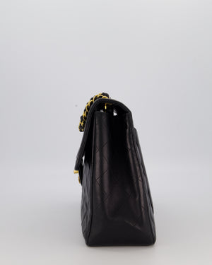 Chanel Black Vintage XL Maxi Single Flap Bag in Lambskin Leather with 24K Gold Hardware